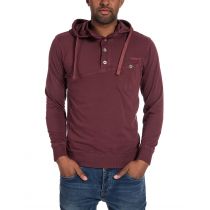 TimeZone-Hooded longsleeve shirt -Wine Red